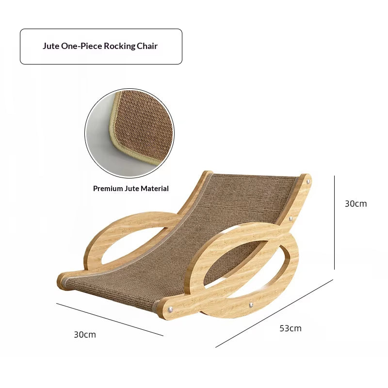 Large Luxury Cat Rocking Chair & Scratching Board with Integrated Recliner Hammock-Summer Non-Shedding