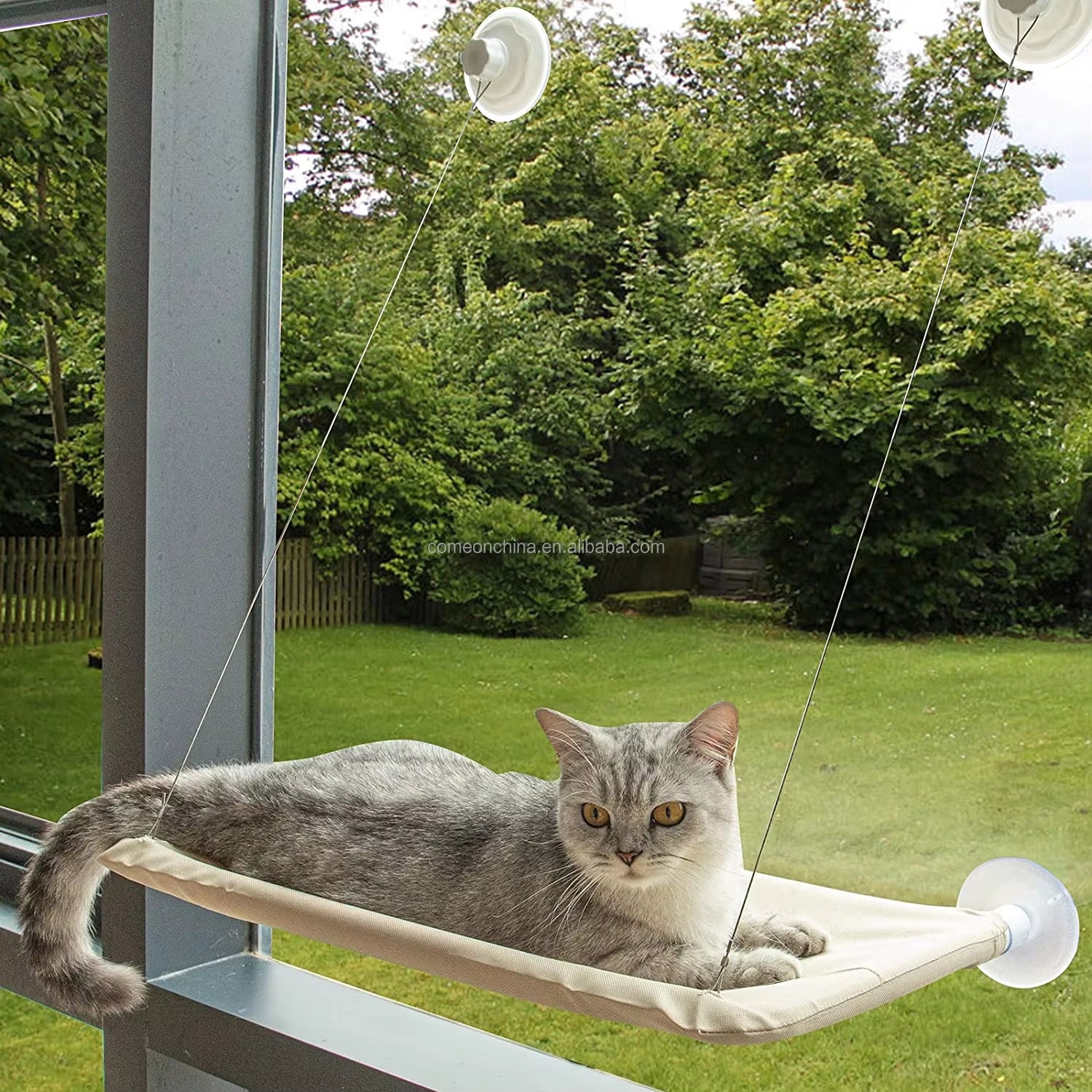 Large Cat Window Perch Hammock Bed Seat for Indoor Cats Heavy Duty Suction Cups Breathable Washable Hanging Cat Window Perch