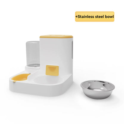 2.2L Large Capacity Dry Wet Separation Automatic Smart Pet Feeder & Water Dispenser with Dog Cat Bowl