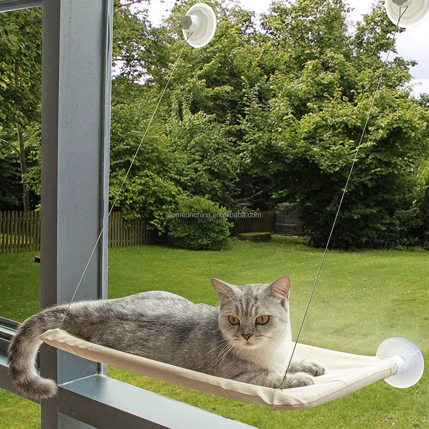 Large Cat Window Perch Hammock Bed Seat for Indoor Cats Heavy Duty Suction Cups Breathable Washable Hanging Cat Window Perch