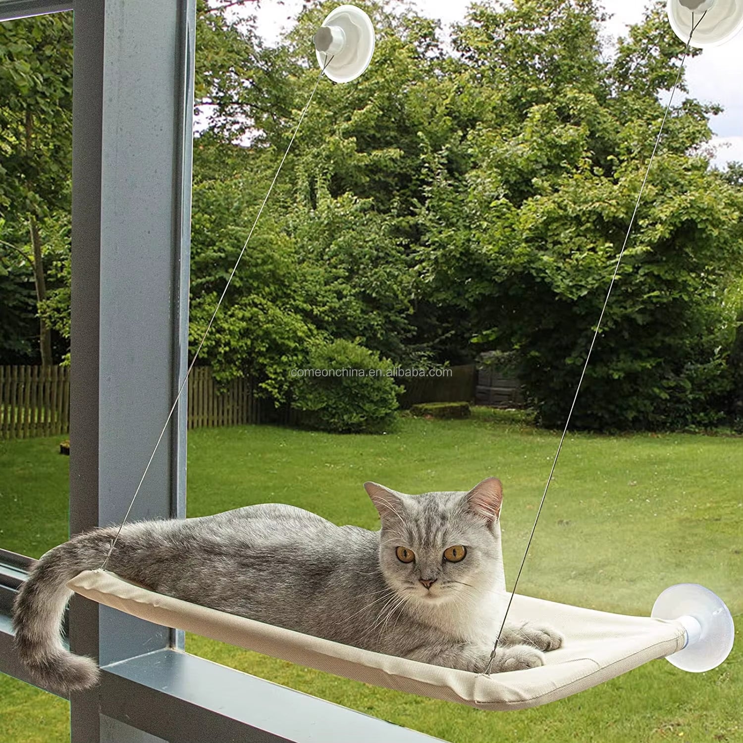 Large Cat Window Perch Hammock Bed Seat for Indoor Cats Heavy Duty Suction Cups Breathable Washable Hanging Cat Window Perch
