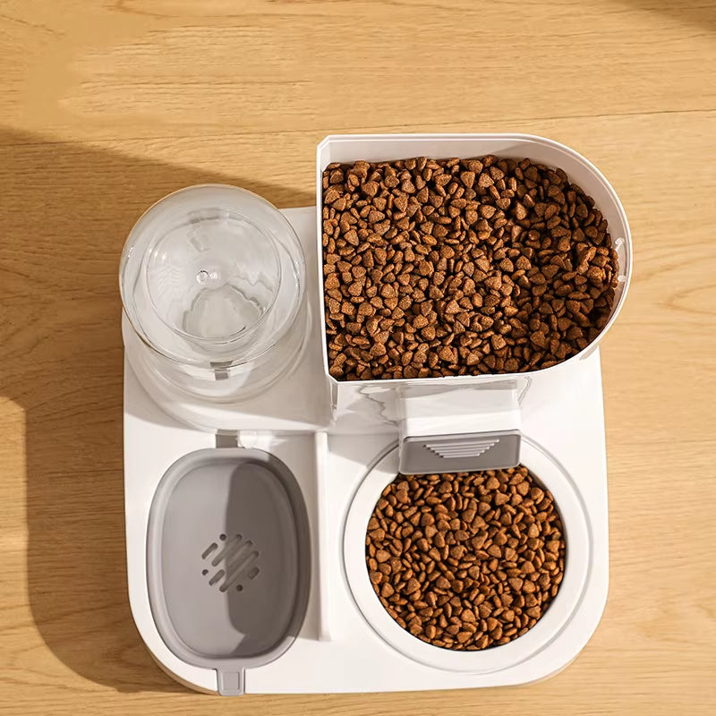 2.2L Large Capacity Dry Wet Separation Automatic Smart Pet Feeder & Water Dispenser with Dog Cat Bowl
