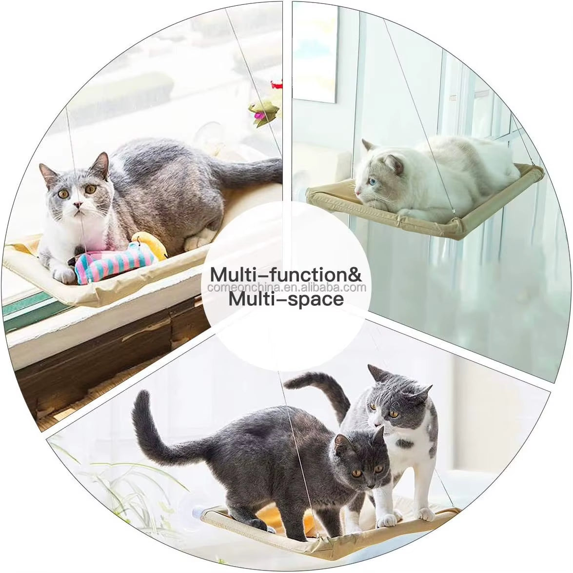 Large Cat Window Perch Hammock Bed Seat for Indoor Cats Heavy Duty Suction Cups Breathable Washable Hanging Cat Window Perch