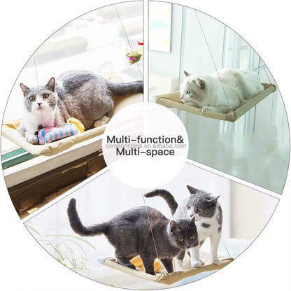 Large Cat Window Perch Hammock Bed Seat for Indoor Cats Heavy Duty Suction Cups Breathable Washable Hanging Cat Window Perch