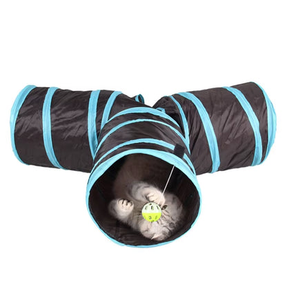 New Foldable Cat Tunnel Toy with Crinkle Sound Paper Collapsible Cat Play Tube Interactive Smart Training Pet Toys for Kitten