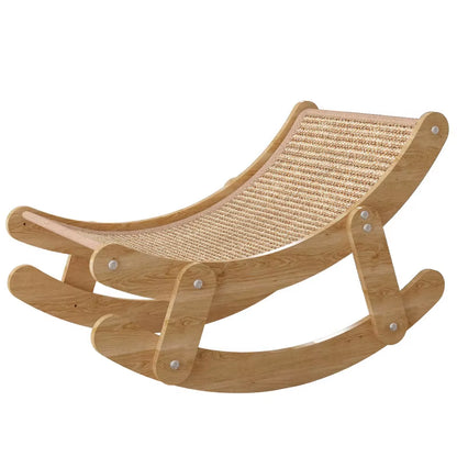 Large Luxury Cat Rocking Chair & Scratching Board with Integrated Recliner Hammock-Summer Non-Shedding
