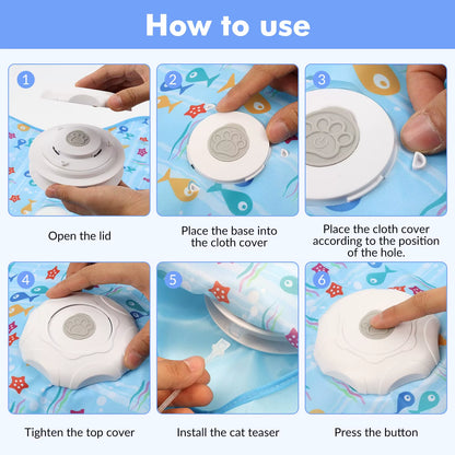Hide Seek Classic Interactive Rechargeable Cat Toys with Moving Feathers & Tunnel Design-Touch Activated Hunting Toy