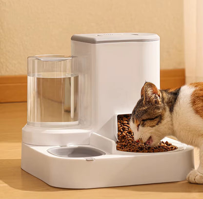 2.2L Large Capacity Dry Wet Separation Automatic Smart Pet Feeder & Water Dispenser with Dog Cat Bowl