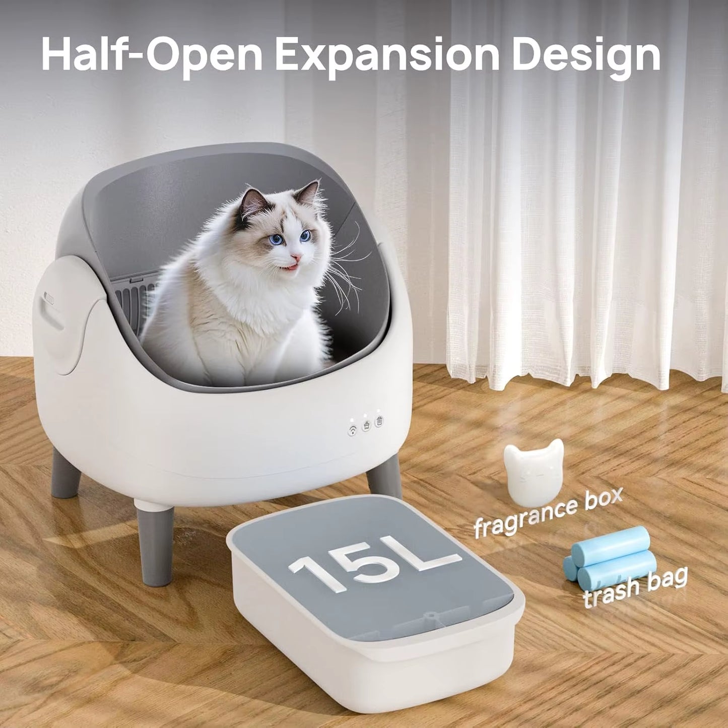Self Cleaning Smart Automatic Cat Litter Box Open-Top Design APP Control Dual Safety Sensors Large Capacity 76L Body Easy Clean