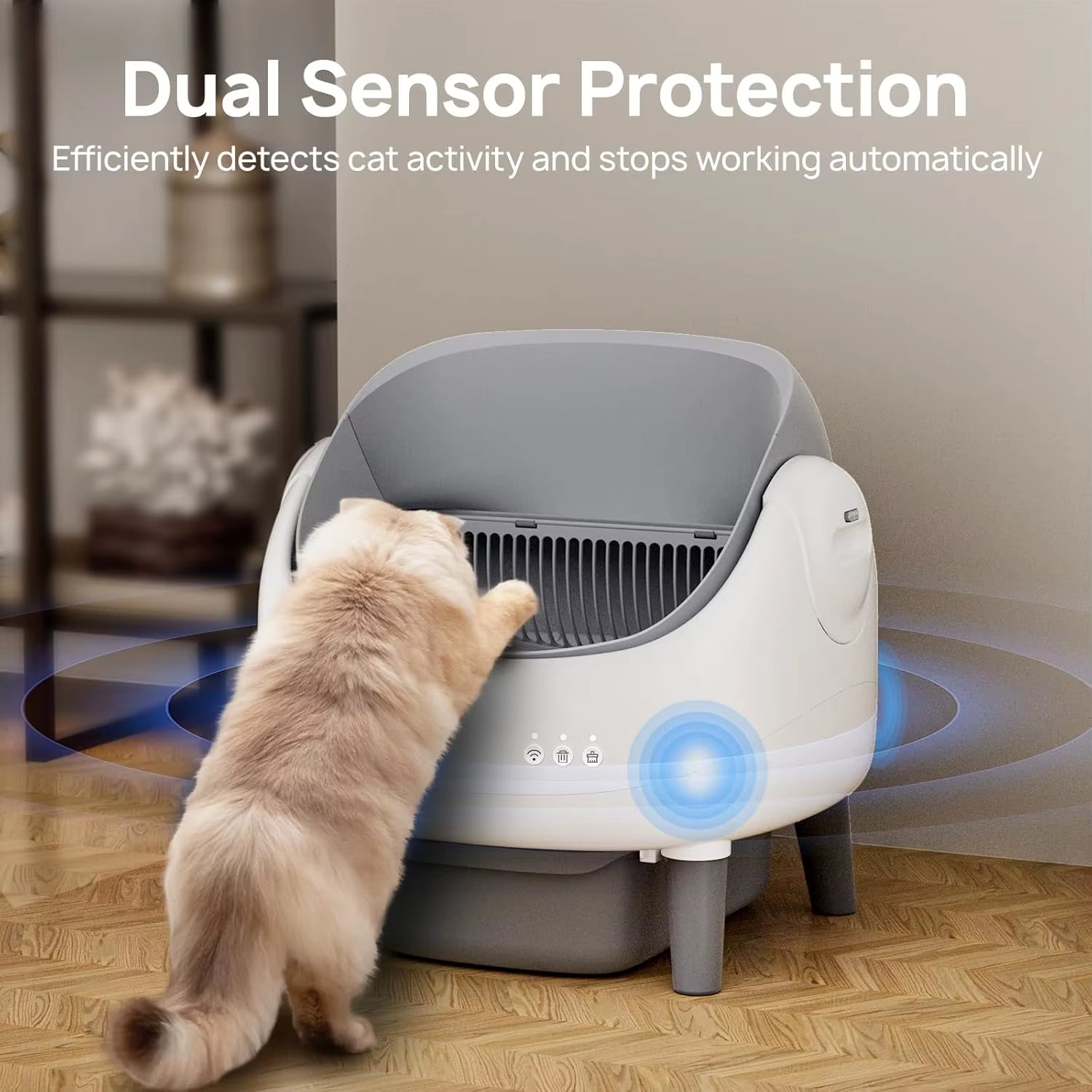 Self Cleaning Smart Automatic Cat Litter Box Open-Top Design APP Control Dual Safety Sensors Large Capacity 76L Body Easy Clean