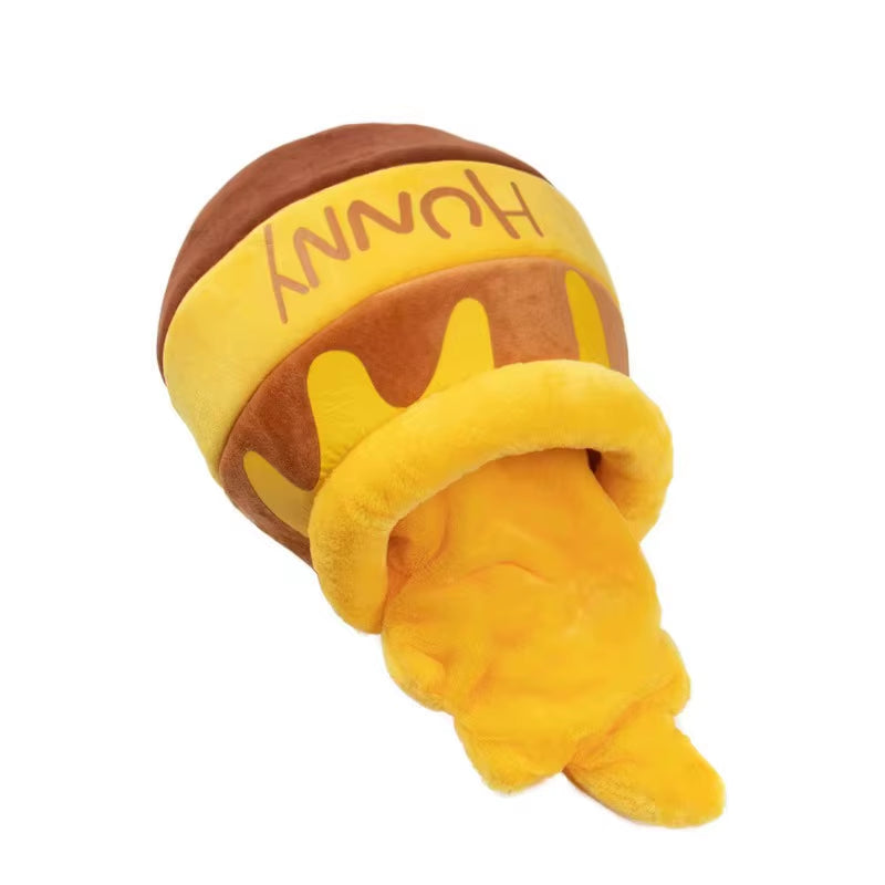 High Quality Detachable Pet Bed Soft Warm Cartoon Bee Jar Shaped Cat Semi-Closed Nest Honey Pot Cat Nest for Winter for Cat Dog