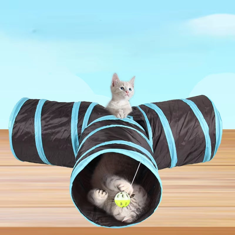 New Foldable Cat Tunnel Toy with Crinkle Sound Paper Collapsible Cat Play Tube Interactive Smart Training Pet Toys for Kitten