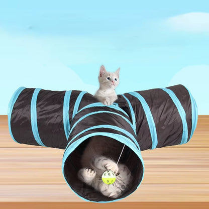 New Foldable Cat Tunnel Toy with Crinkle Sound Paper Collapsible Cat Play Tube Interactive Smart Training Pet Toys for Kitten