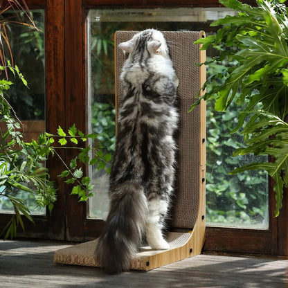 Cat Scratcher, 26.8 Inch L Shape Cat Scratch Pad Wall Mounted, Cat Scratching Cardboard with Ball Toy for Indoor Cats Large Size