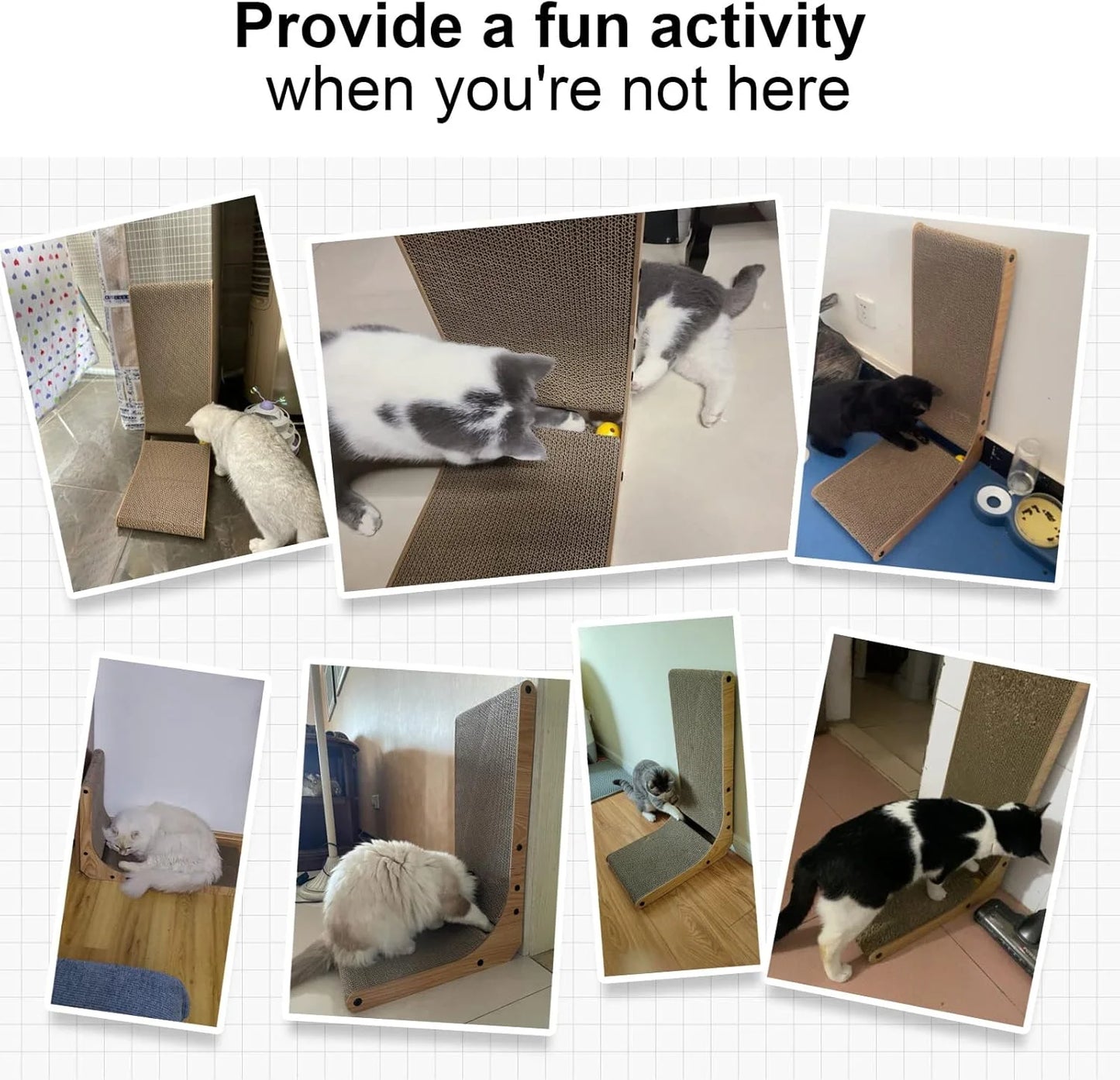 Cat Scratcher, 26.8 Inch L Shape Cat Scratch Pad Wall Mounted, Cat Scratching Cardboard with Ball Toy for Indoor Cats Large Size