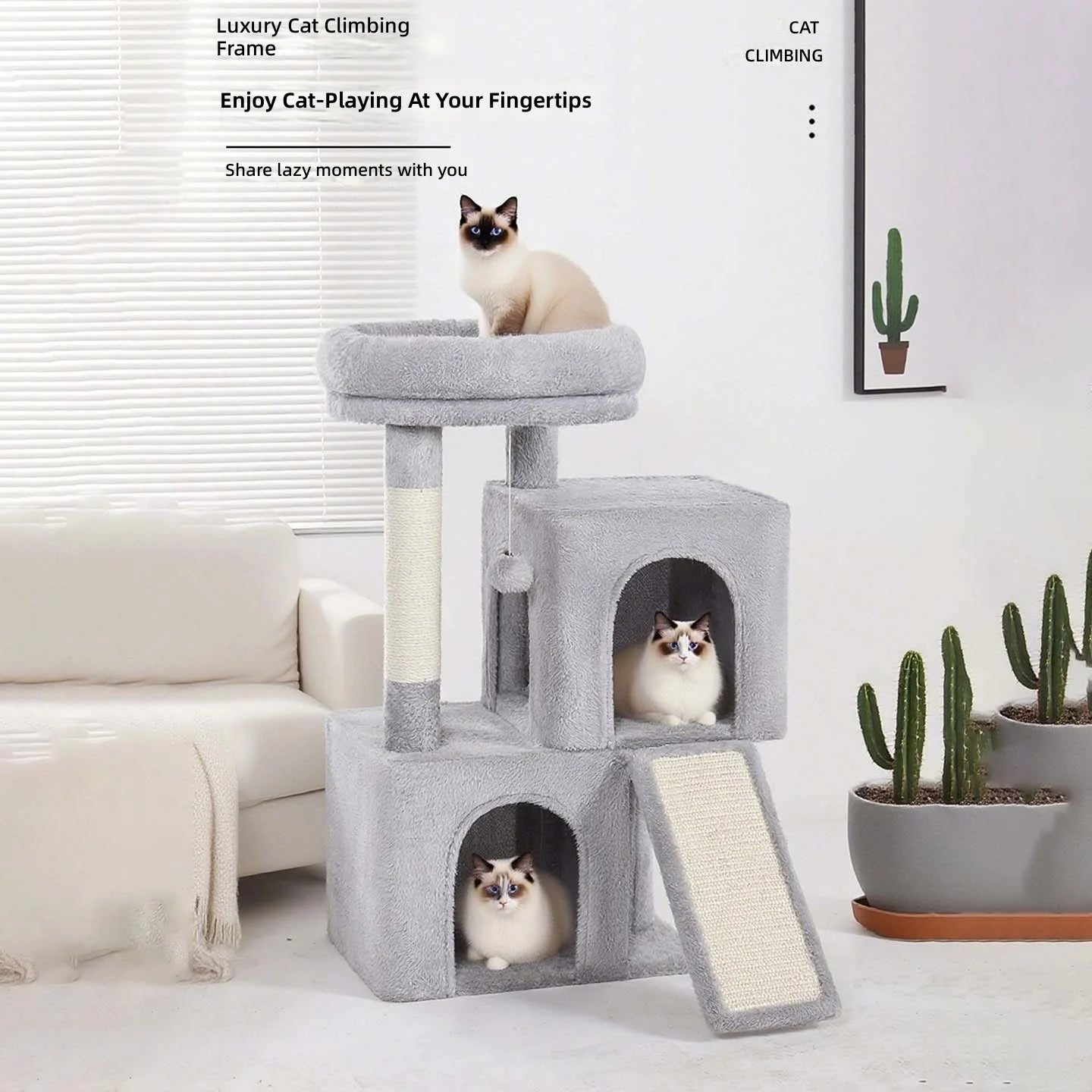 Wholesale Luxury Cat Tree Tower Stable Base Multi Level Sisal Scratcher for Large Cats Indoor Play Center