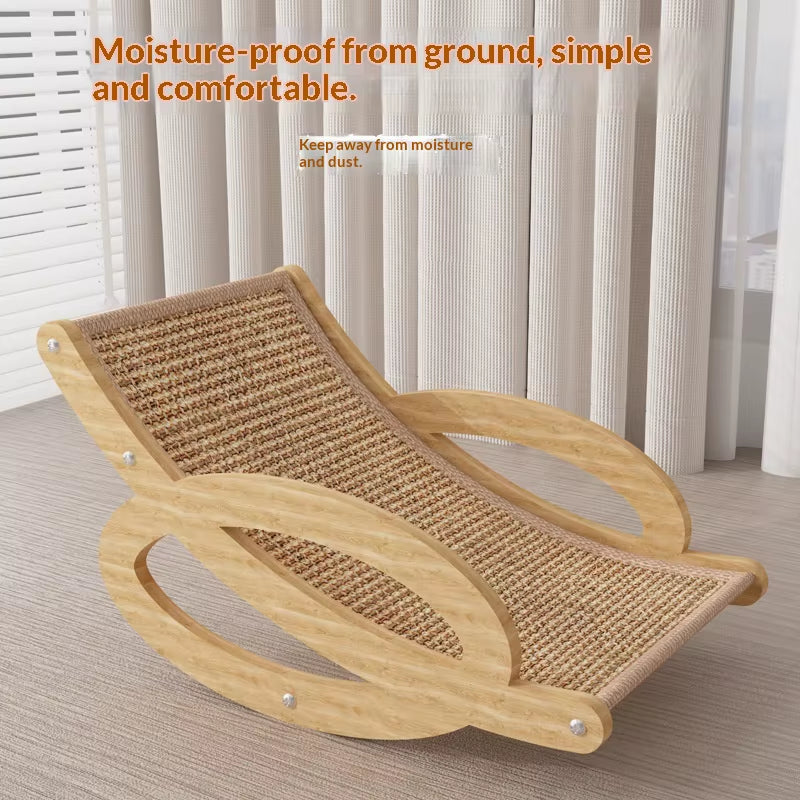 Large Luxury Cat Rocking Chair & Scratching Board with Integrated Recliner Hammock-Summer Non-Shedding