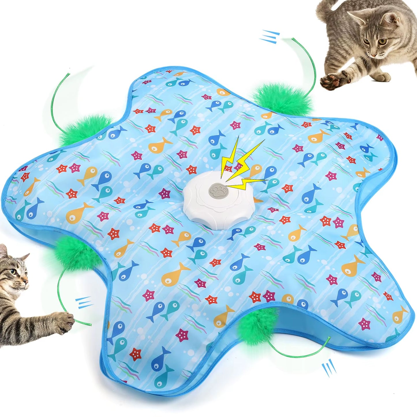 Hide Seek Classic Interactive Rechargeable Cat Toys with Moving Feathers & Tunnel Design-Touch Activated Hunting Toy