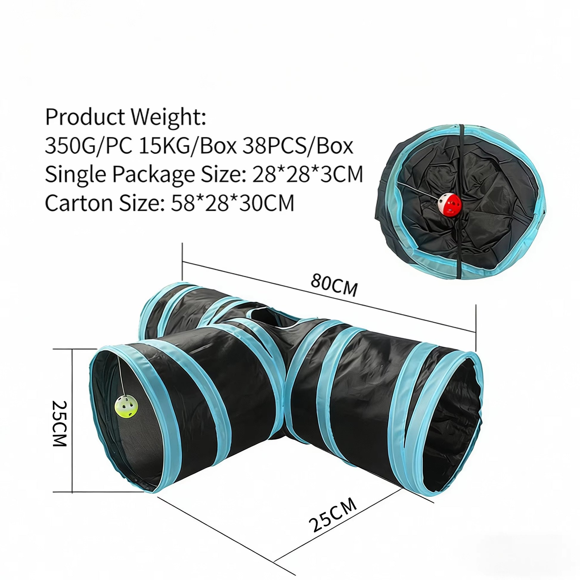 New Foldable Cat Tunnel Toy with Crinkle Sound Paper Collapsible Cat Play Tube Interactive Smart Training Pet Toys for Kitten