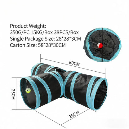 New Foldable Cat Tunnel Toy with Crinkle Sound Paper Collapsible Cat Play Tube Interactive Smart Training Pet Toys for Kitten