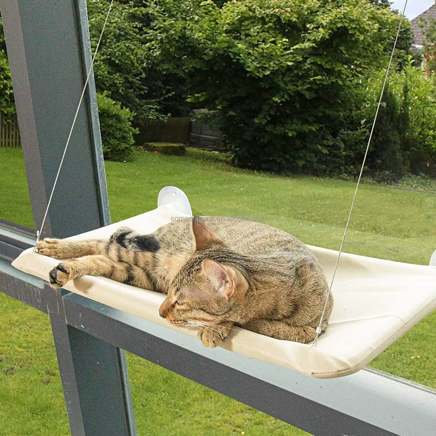 Large Cat Window Perch Hammock Bed Seat for Indoor Cats Heavy Duty Suction Cups Breathable Washable Hanging Cat Window Perch