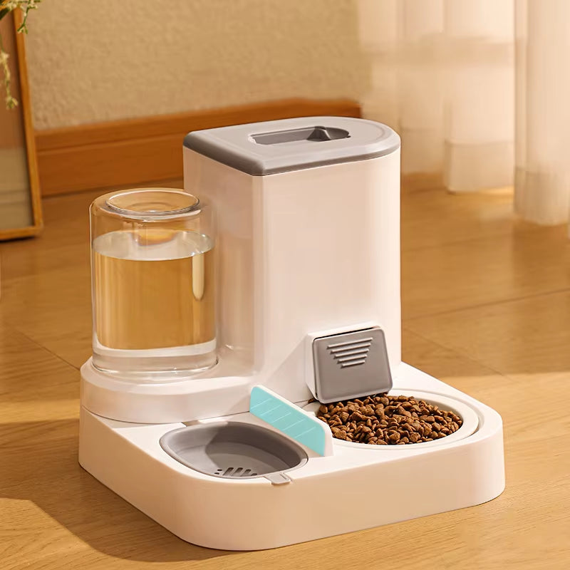 2.2L Large Capacity Dry Wet Separation Automatic Smart Pet Feeder & Water Dispenser with Dog Cat Bowl